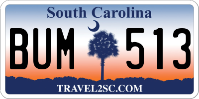 SC license plate BUM513