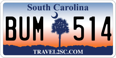 SC license plate BUM514