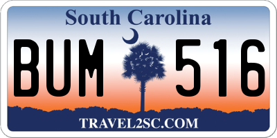 SC license plate BUM516