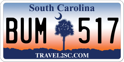 SC license plate BUM517