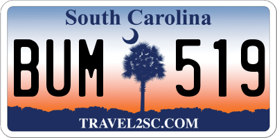 SC license plate BUM519