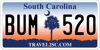 SC license plate BUM520