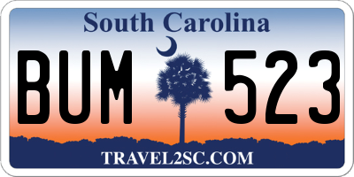 SC license plate BUM523