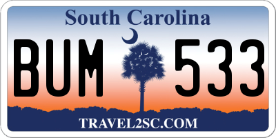 SC license plate BUM533