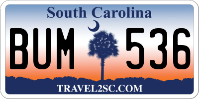 SC license plate BUM536