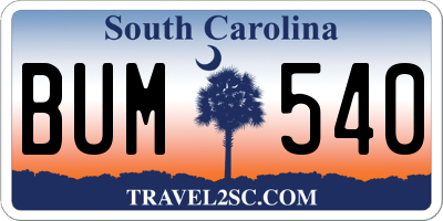 SC license plate BUM540