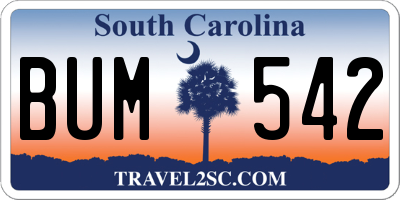 SC license plate BUM542