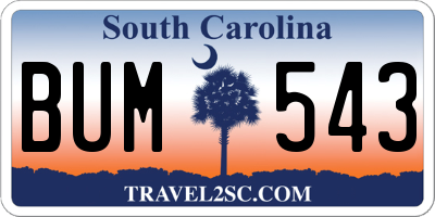 SC license plate BUM543