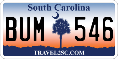 SC license plate BUM546