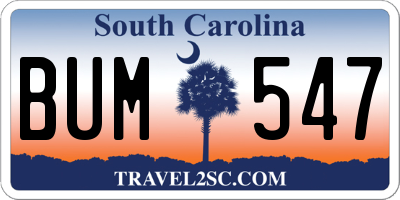 SC license plate BUM547