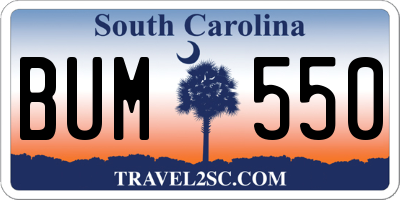 SC license plate BUM550