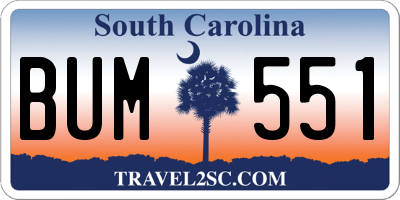SC license plate BUM551