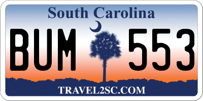 SC license plate BUM553