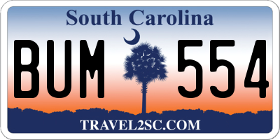 SC license plate BUM554