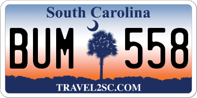 SC license plate BUM558