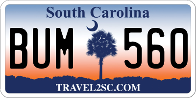 SC license plate BUM560