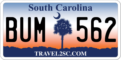 SC license plate BUM562