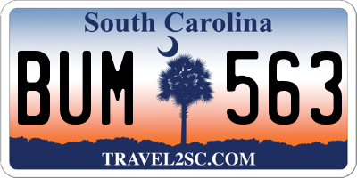 SC license plate BUM563