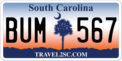 SC license plate BUM567