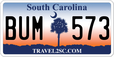 SC license plate BUM573
