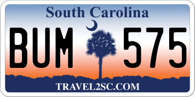 SC license plate BUM575
