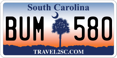SC license plate BUM580