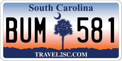 SC license plate BUM581