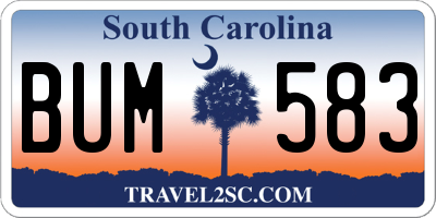 SC license plate BUM583