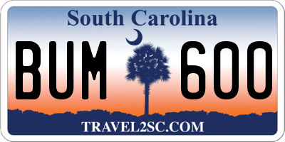 SC license plate BUM600