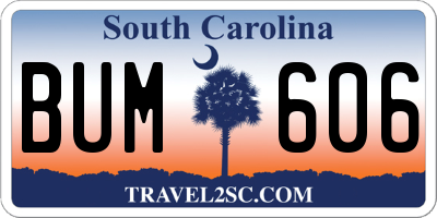 SC license plate BUM606