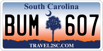SC license plate BUM607