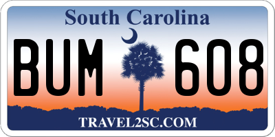 SC license plate BUM608