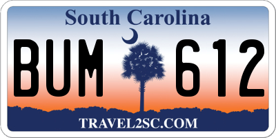 SC license plate BUM612