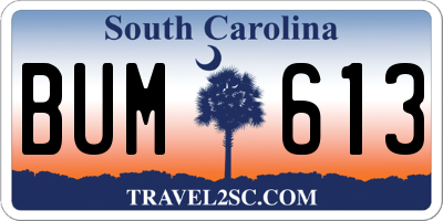 SC license plate BUM613