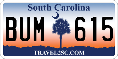 SC license plate BUM615