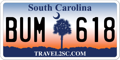 SC license plate BUM618