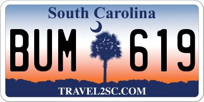SC license plate BUM619