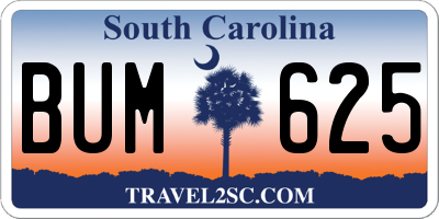 SC license plate BUM625