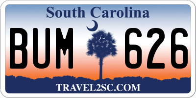 SC license plate BUM626