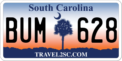 SC license plate BUM628