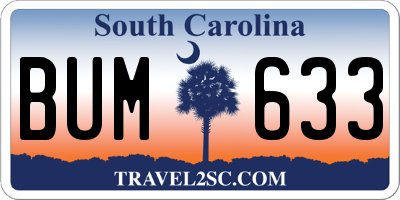 SC license plate BUM633