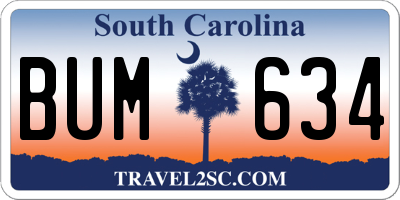 SC license plate BUM634