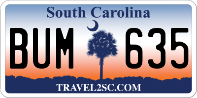 SC license plate BUM635