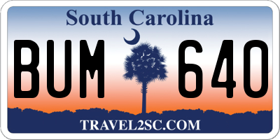 SC license plate BUM640