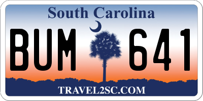 SC license plate BUM641
