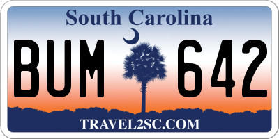 SC license plate BUM642