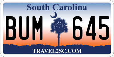 SC license plate BUM645