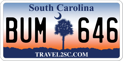 SC license plate BUM646