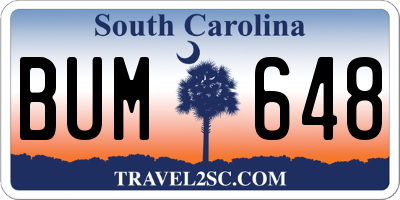 SC license plate BUM648