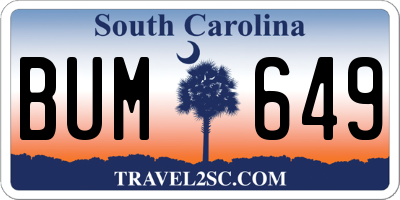 SC license plate BUM649